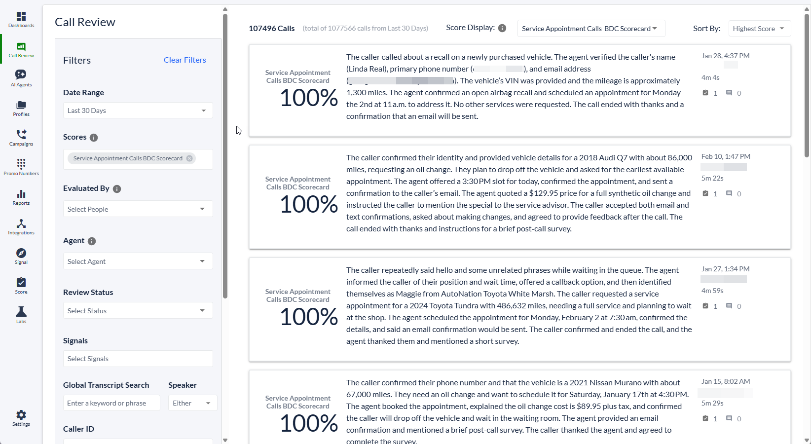 Invoca Call Review Console